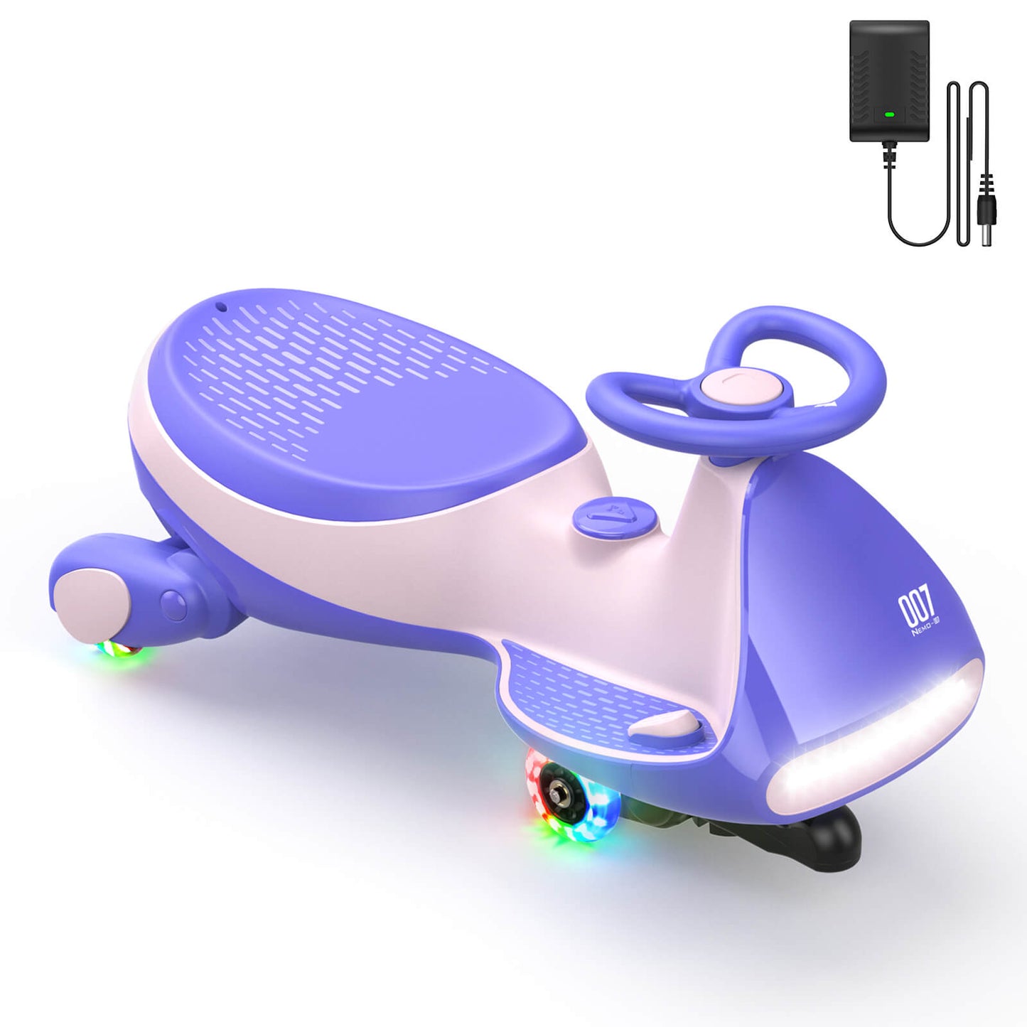 FanttikRide N7 Classic Electric Wiggle Car with Pedal, 6V Rechargeable Battery, 2 in 1 Swing Car, 2 Speed Ride On Toy, Anti-Rollover, Flashing Wheels, Bluetooth, Wiggle Car for 3 Years+, 150 Lbs