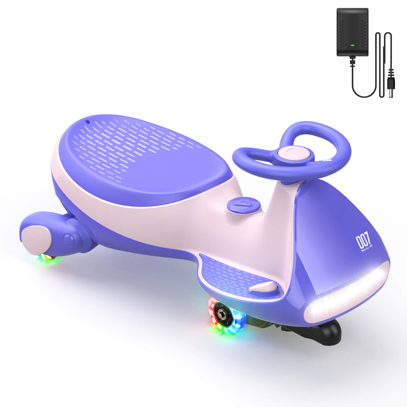 FanttikRide N7 Classic Electric Wiggle Car with Pedal, 6V Rechargeable Battery, 2 in 1 Swing Car, 2 Speed Ride On Toy, Anti-Rollover, Flashing Wheels, Bluetooth, Wiggle Car for 3 Years+, 150 Lbs